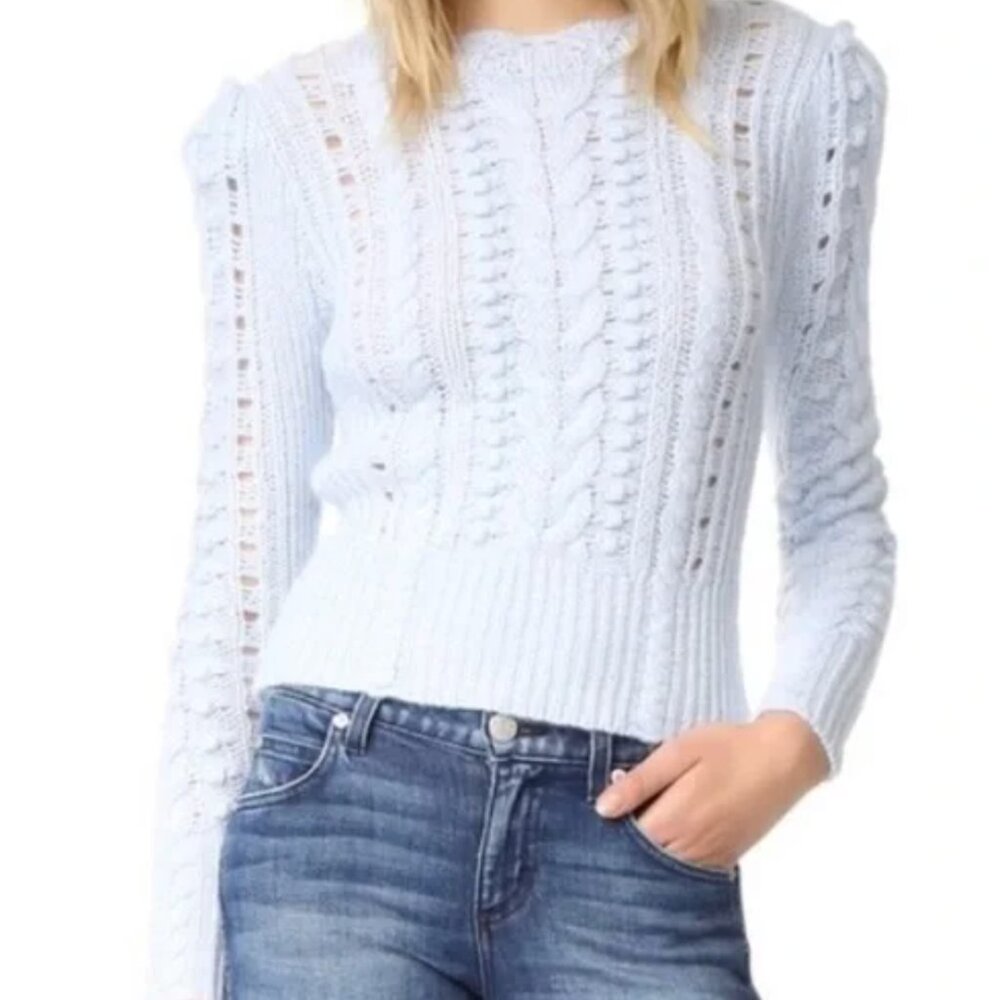 Club Monaco Merino Wool Cable Knit Sweater Baby Blue Size S/P